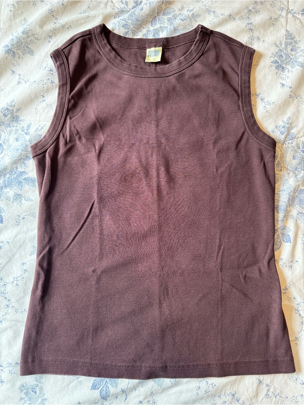 Flore Flore Sleeveless Crewneck Tank Top in Deep Brown